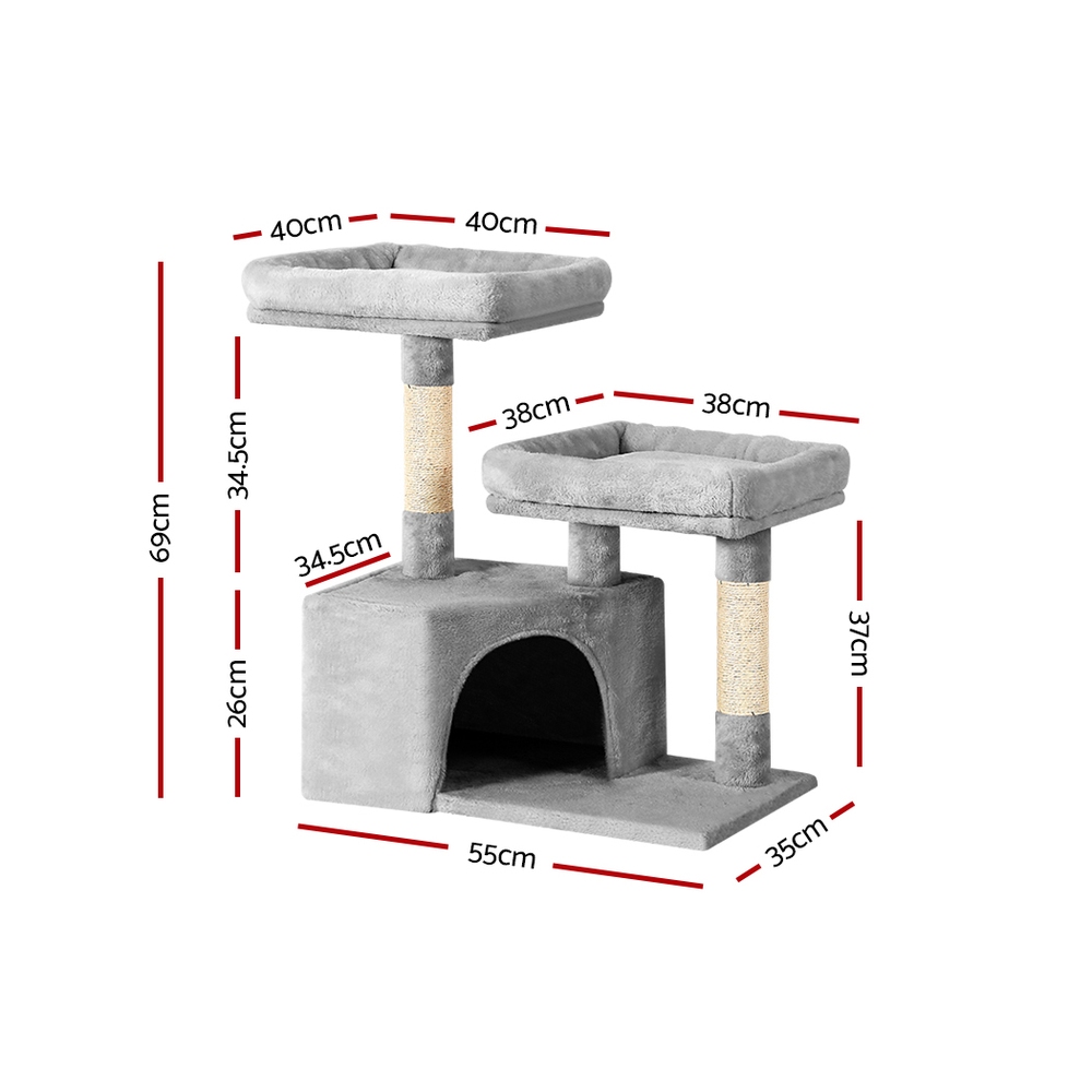 iPet Cat Tree 69cm Scratching Post Tower Wood Condo - Image 2