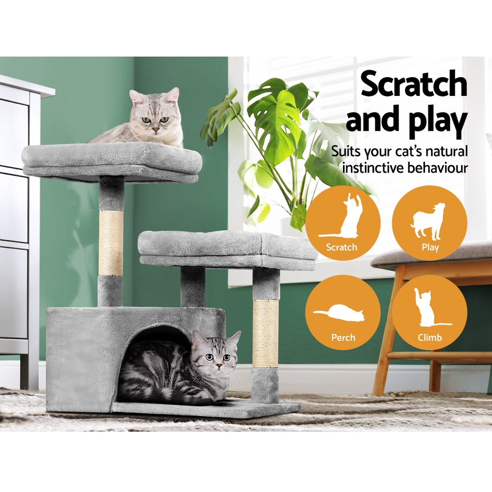 iPet Cat Tree 69cm Scratching Post Tower Wood Condo - Image 4
