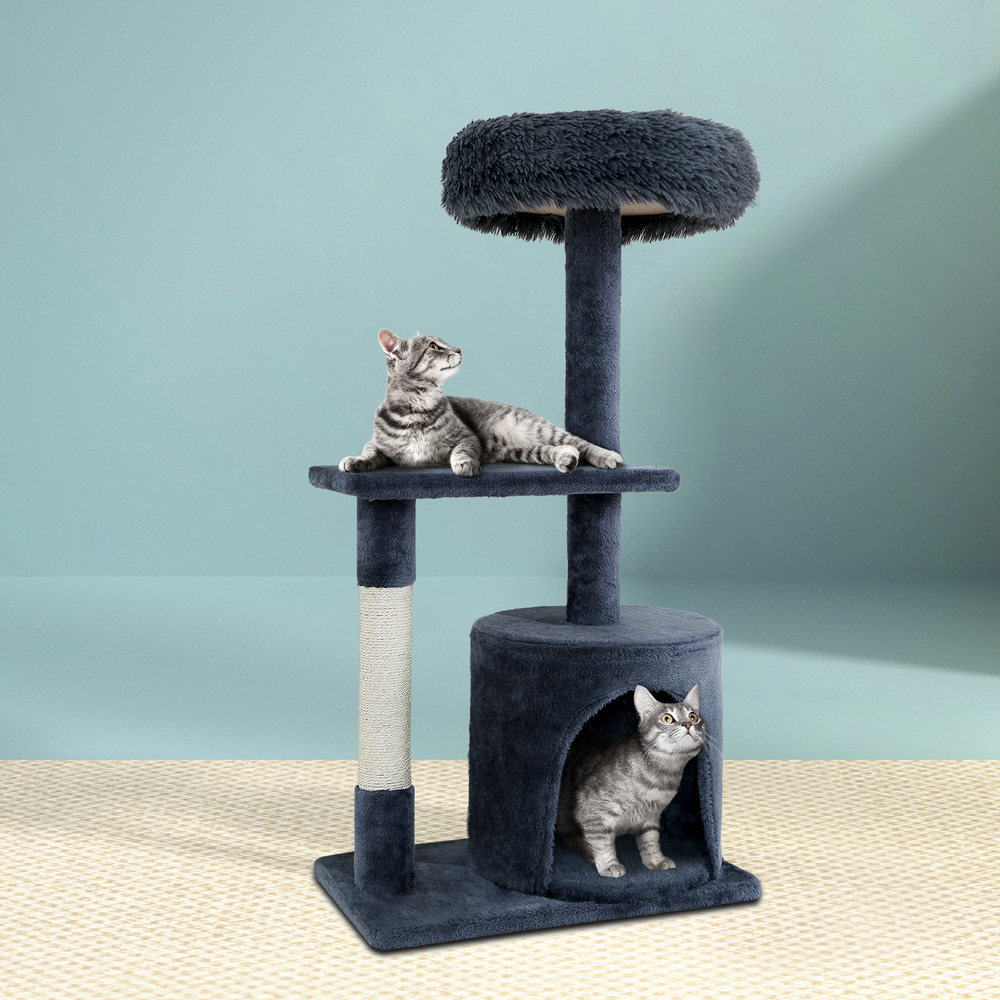 iPet Cat Tree 94cm Scratching Post Tower Wood Condo Grey