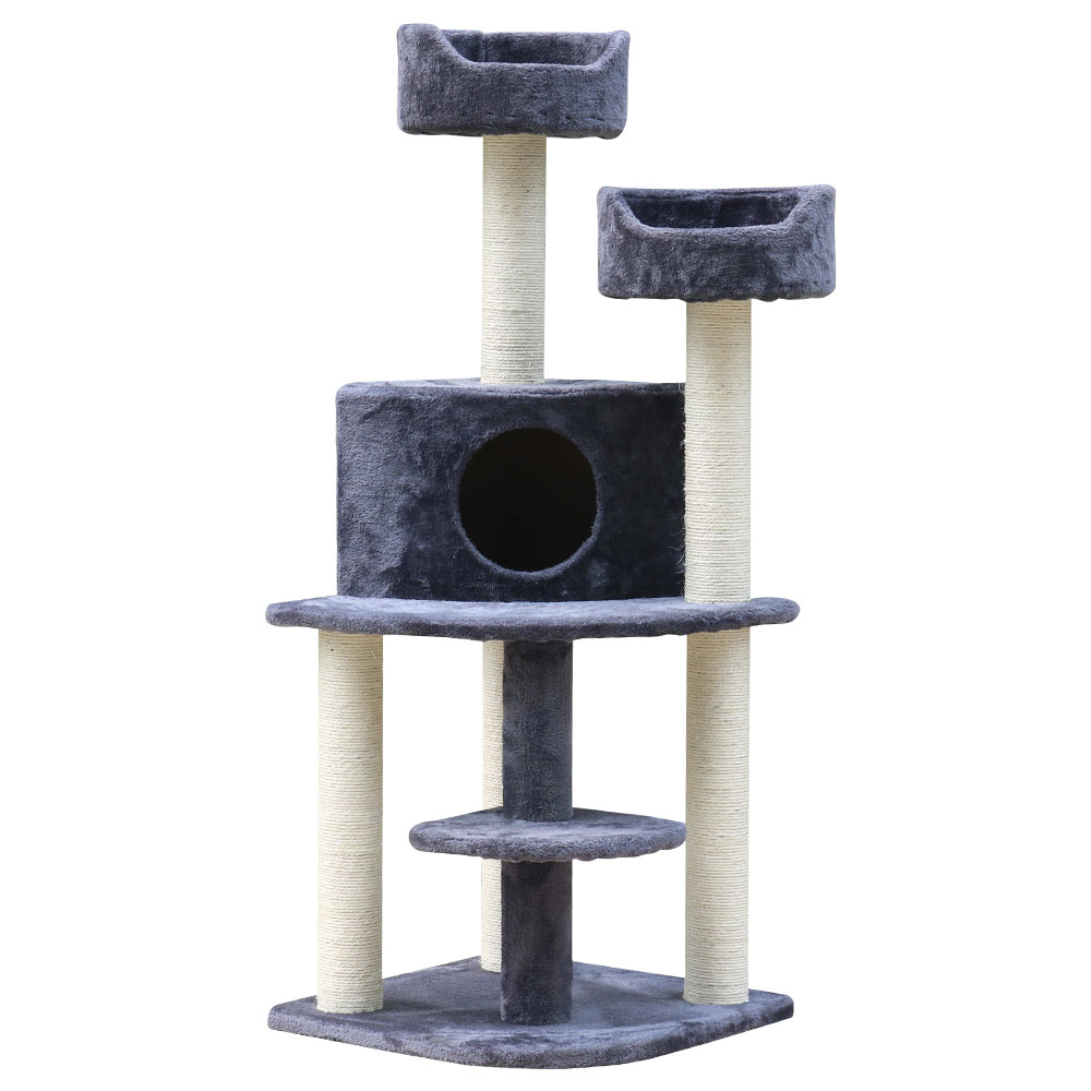 i.Pet 126cm Grey Cat Tree Scratching Post Tower - Image 8