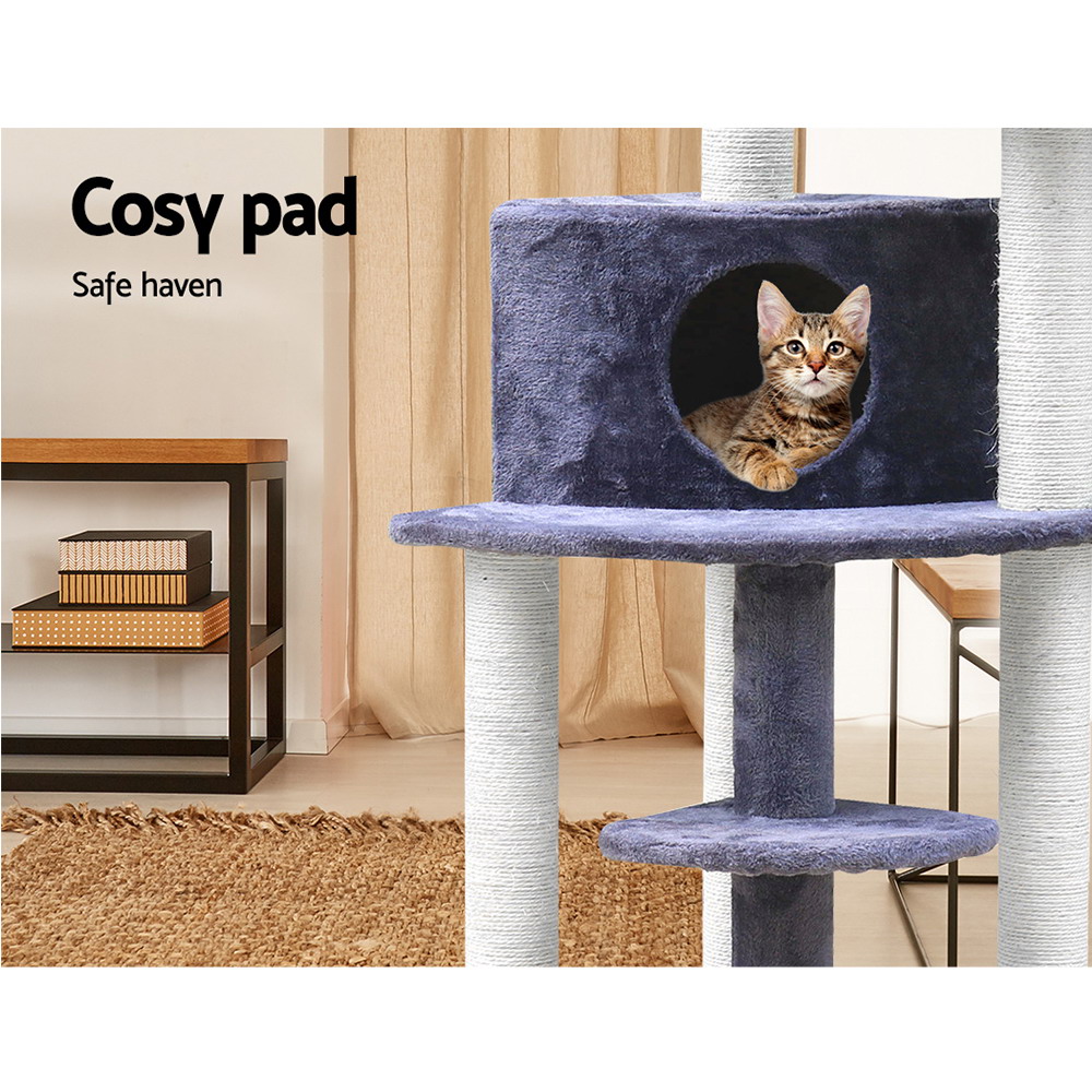 i.Pet 126cm Grey Cat Tree Scratching Post Tower - Image 6