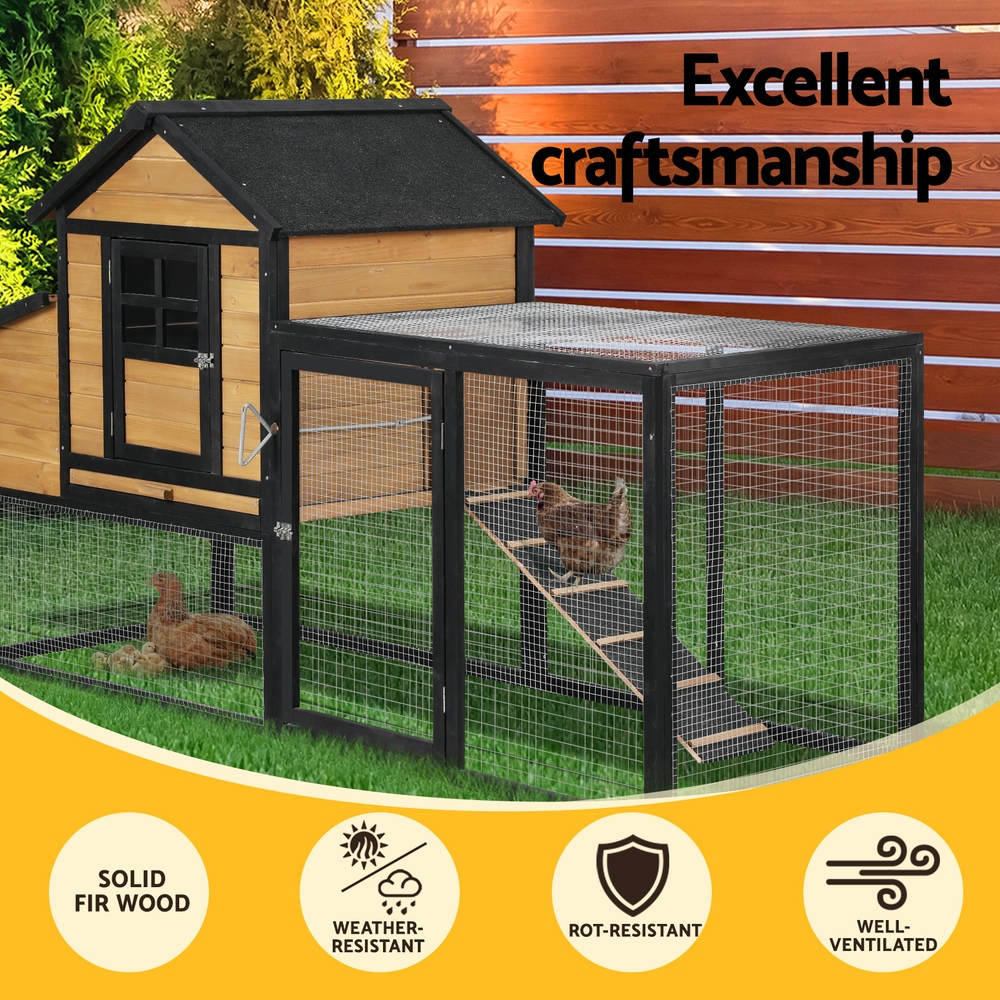 i.Pet Extra Large Wooden Chicken Coop Outdoor Bunny Hutch Run - Image 4