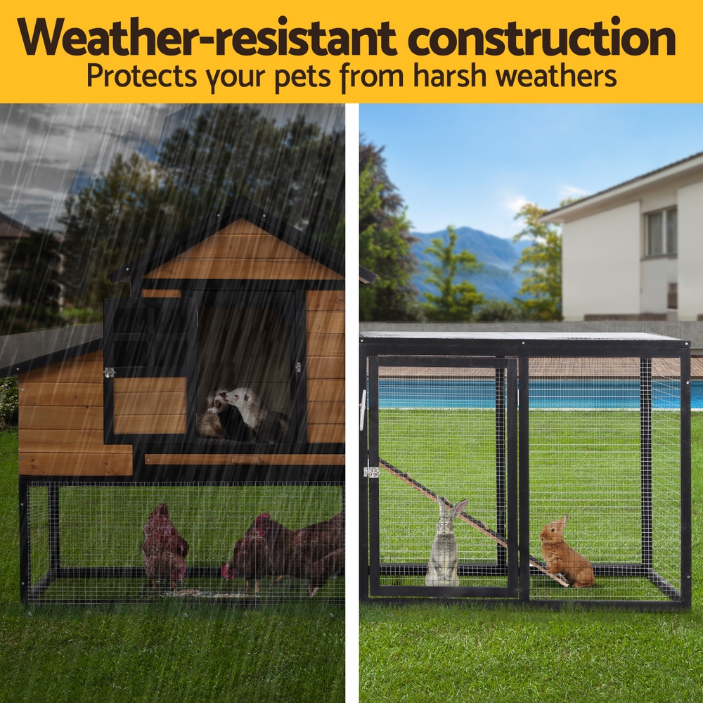 i.Pet Extra Large Wooden Chicken Coop Outdoor Bunny Hutch Run - Image 5
