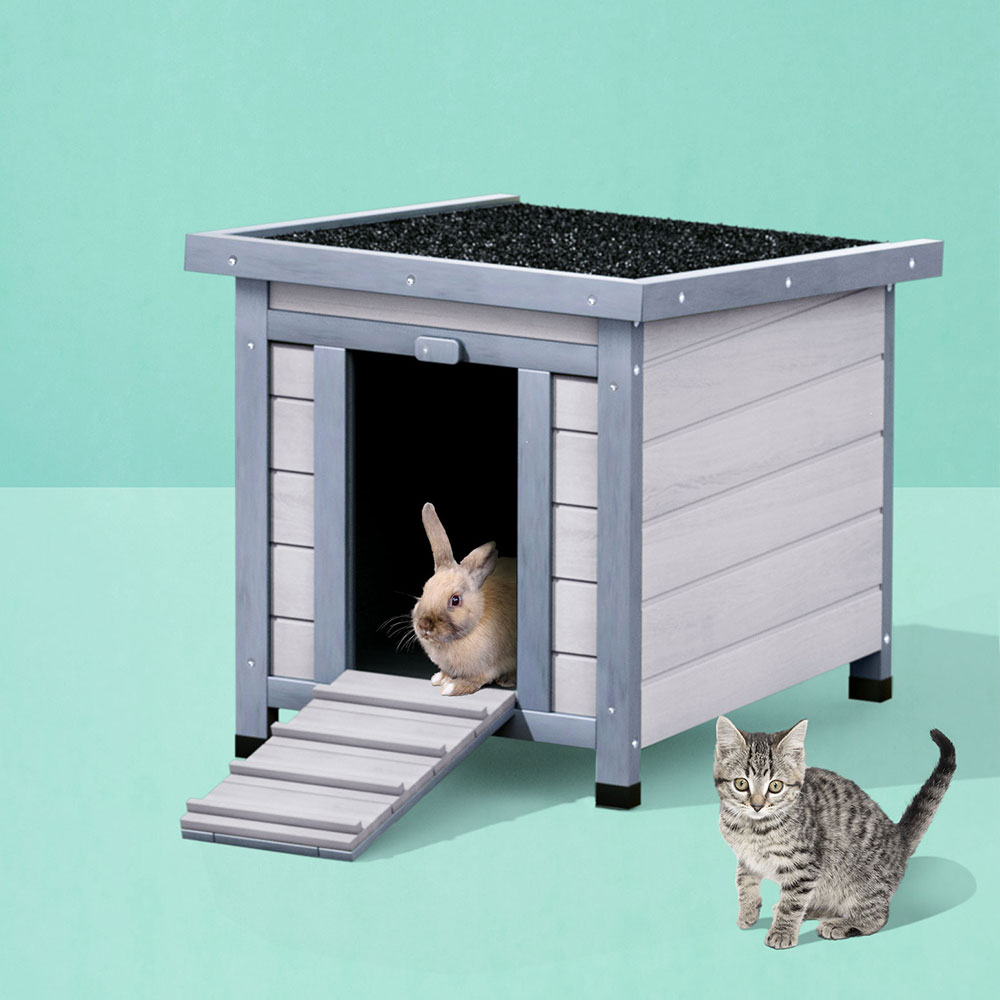 i.Pet Wooden Outdoor Indoor Cat House Rabbit Hutch Shelter Condo - Image 7