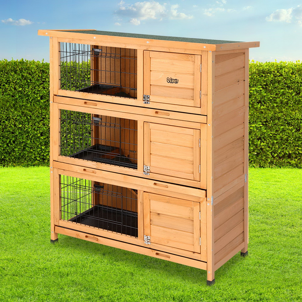 i.Pet 116cm Wooden Rabbit Hutch and Chicken Coop Shelter