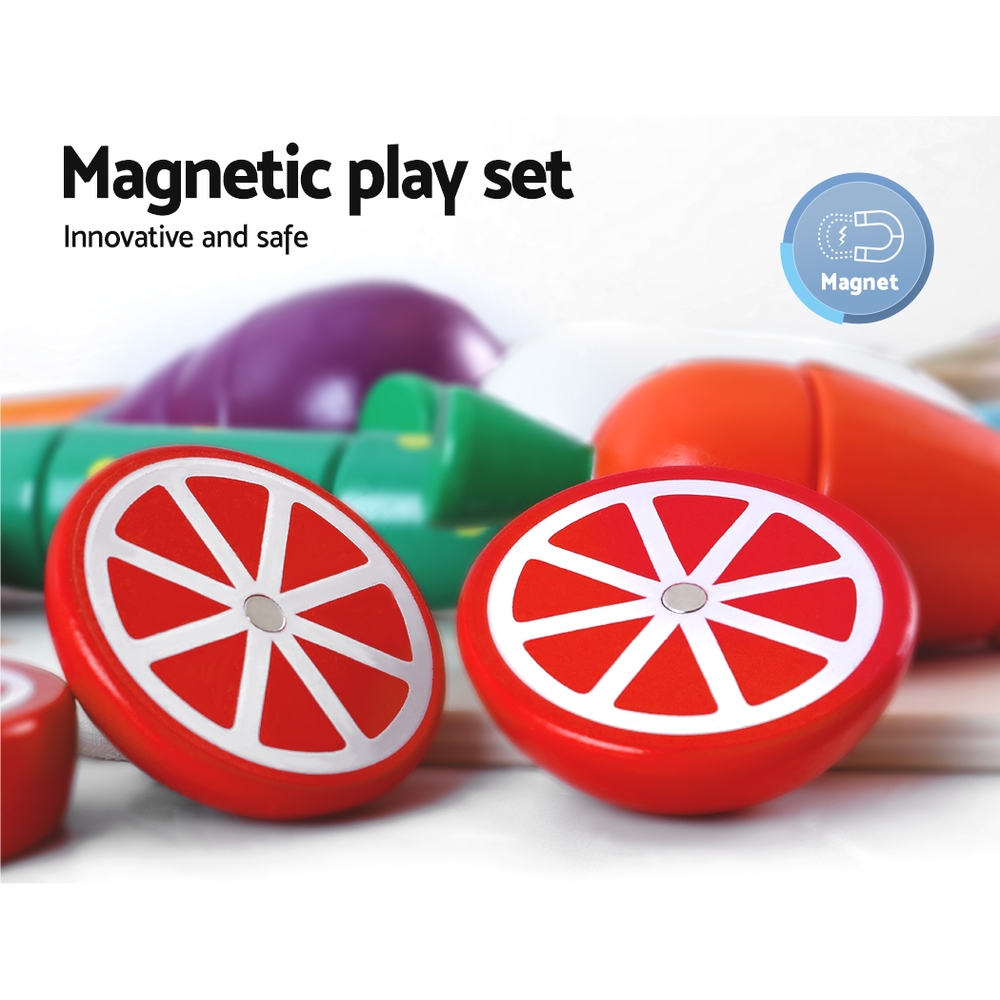 Keezi Kids Wooden Kitchen Play Set with Pretend Food - Image 5