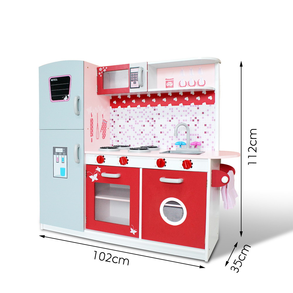 Keezi Kids Wooden Play Kitchen Set - Red - Image 7