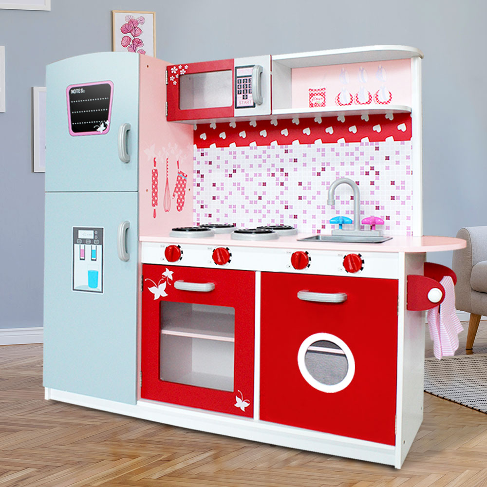 Keezi Kids Wooden Play Kitchen Set - Red - Image 8