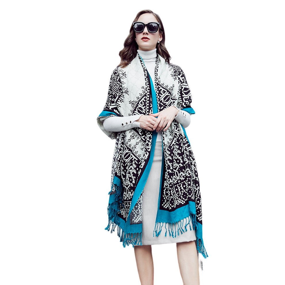 Claret Merino Wool Poncho Scarf with Pashmina Shawl Bandana, Trending Fashion - Free Shipping