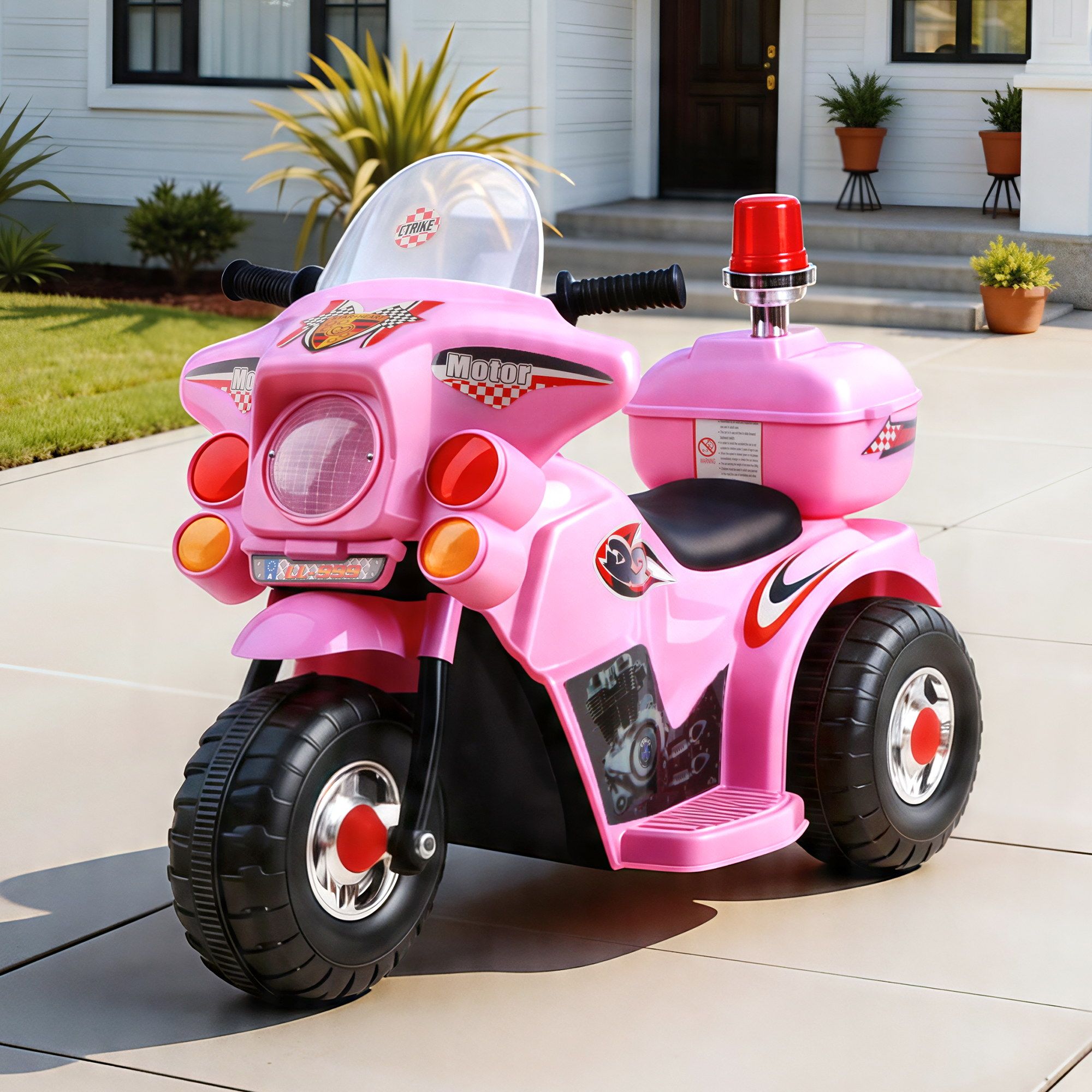 Rigo Kids 6V Electric Police Motorcycle Pink