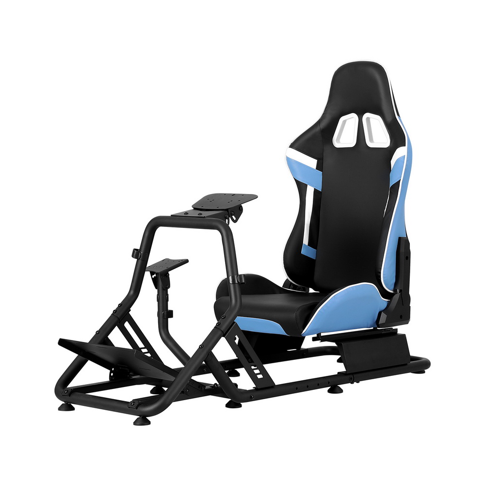 Artiss Racing Simulator Cockpit Steering Wheel Stand with Gaming Chair (Blue)