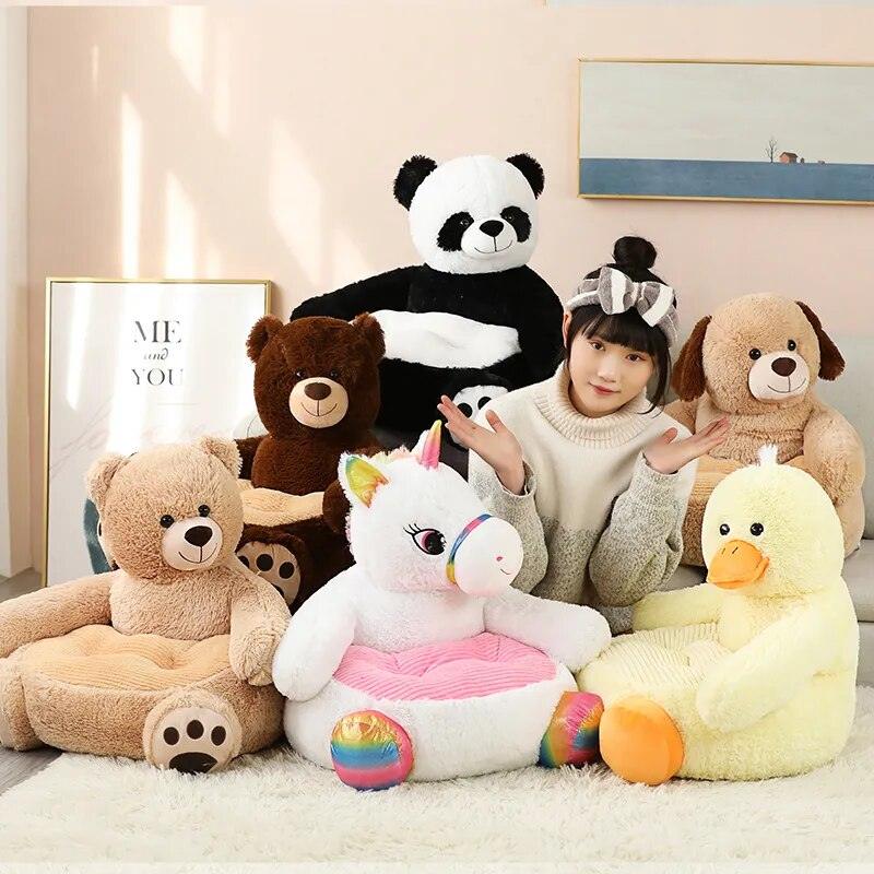 Beige Bear Skin Sofa Cover, Animal Shape Seat Cushion, Room Decor for Kids - Image 5