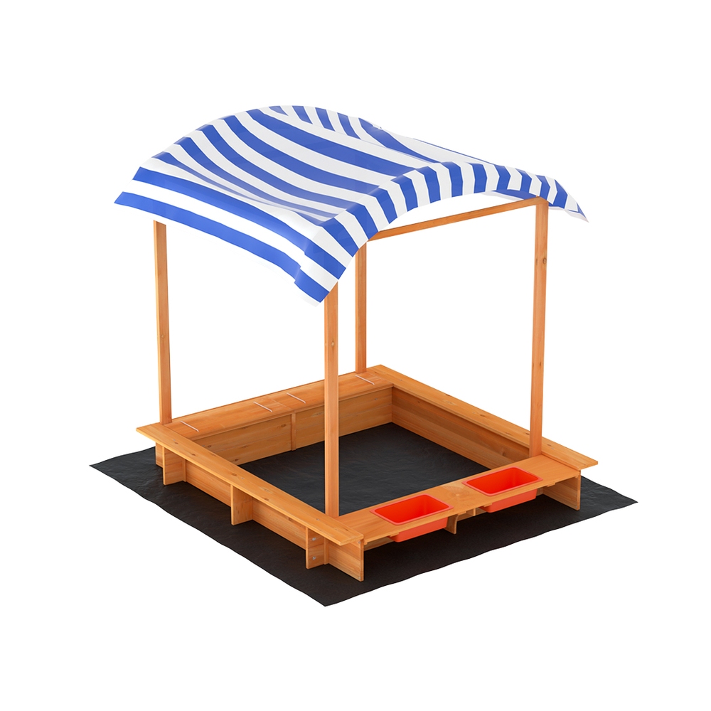 Keezi Wooden Kids Sandpit Sandbox with Canopy