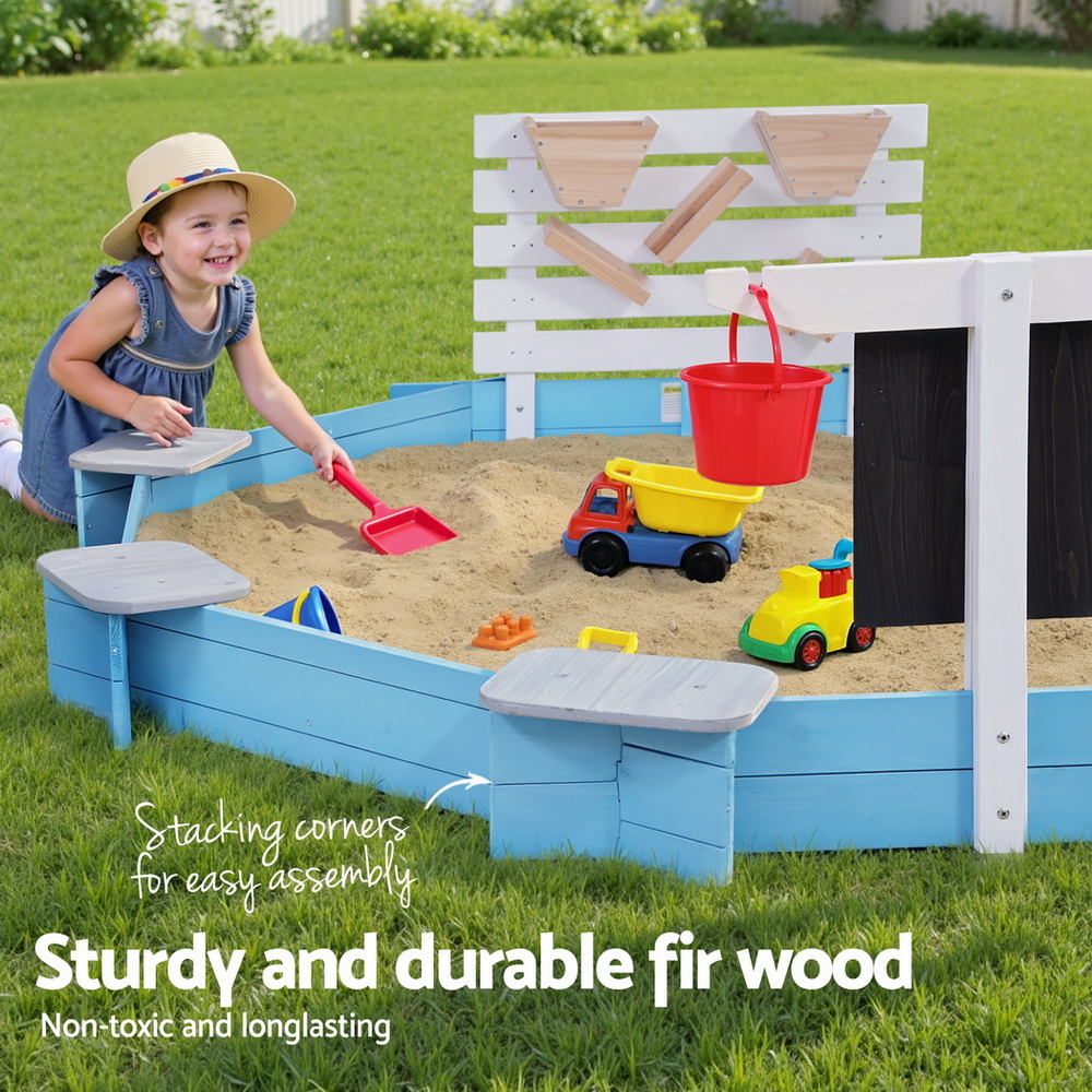 Keezi Kids Sandpit Wooden Round 215cm - Image 4