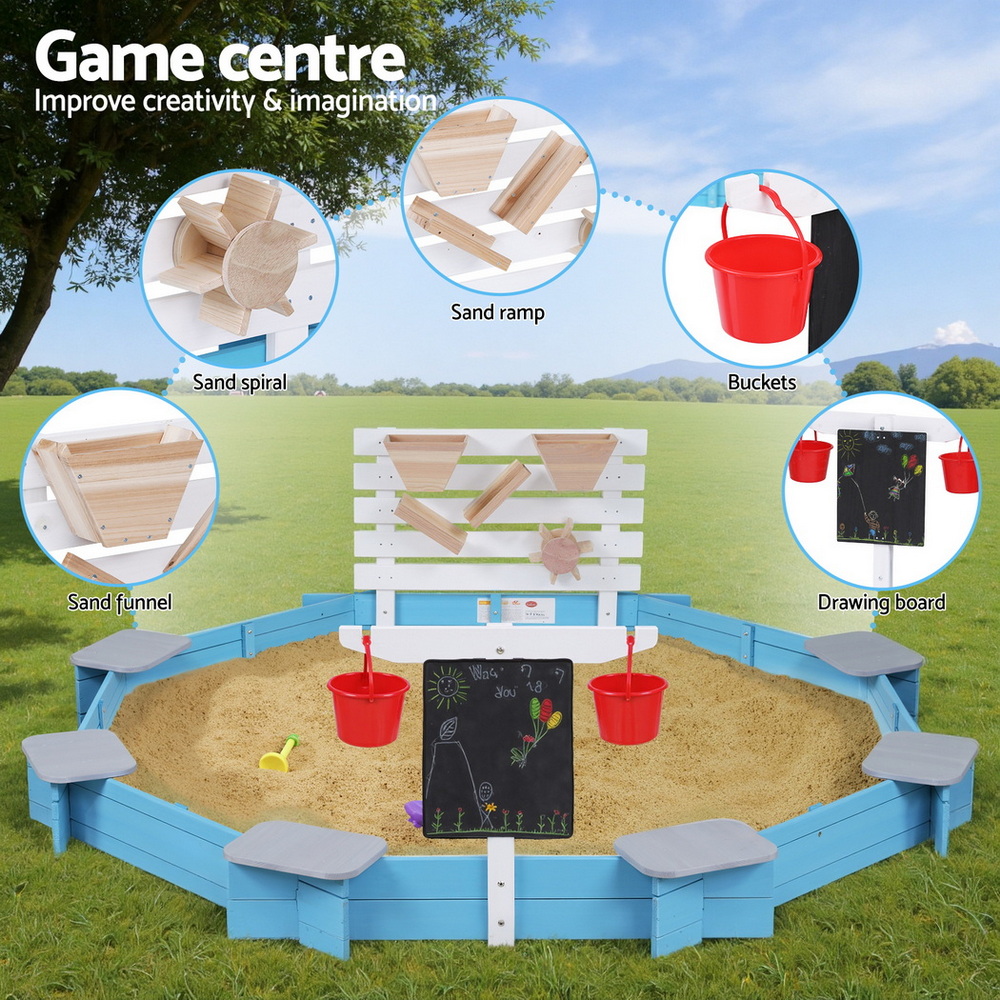 Keezi Kids Sandpit Wooden Round 215cm - Image 5