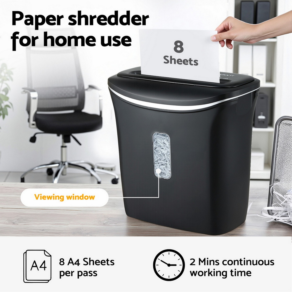 Devanti 12L Cross-Cut Shredder 8-Sheet Paper - Image 4