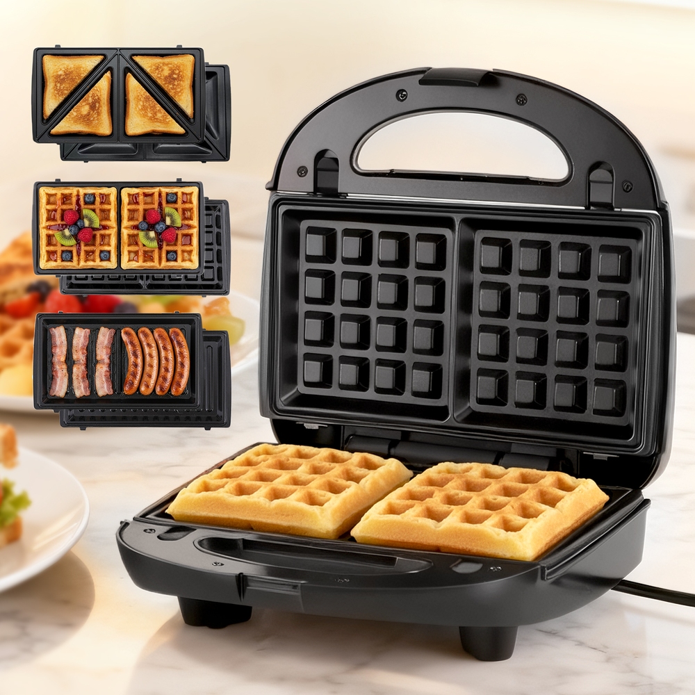 Devanti 3-in-1 Sandwich Press Waffle Maker 850W - Image 7
