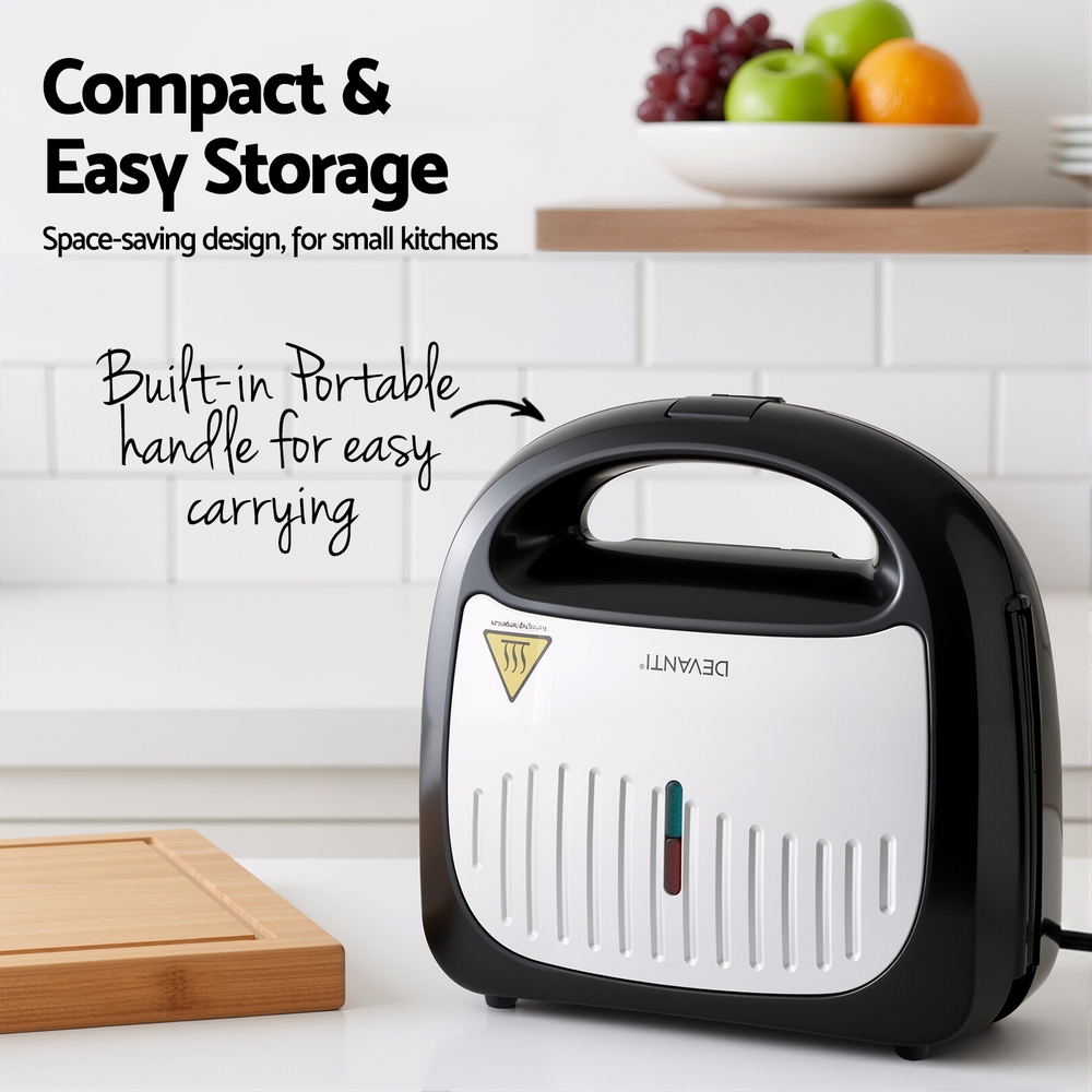 Devanti 3-in-1 Sandwich Press Waffle Maker 850W - Image 8