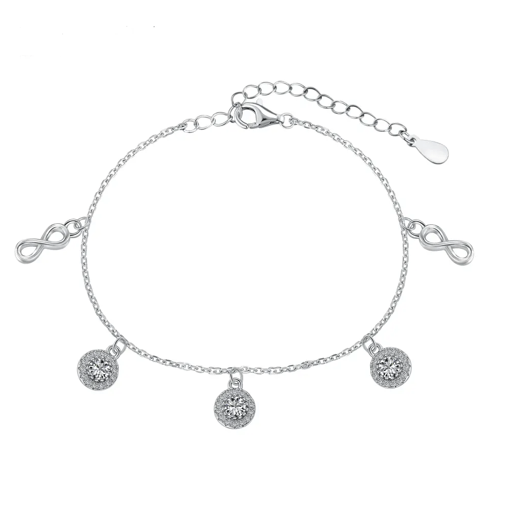 Elegant Sparkle Round Infinity 925 Silver Bracelet - Free Shipping