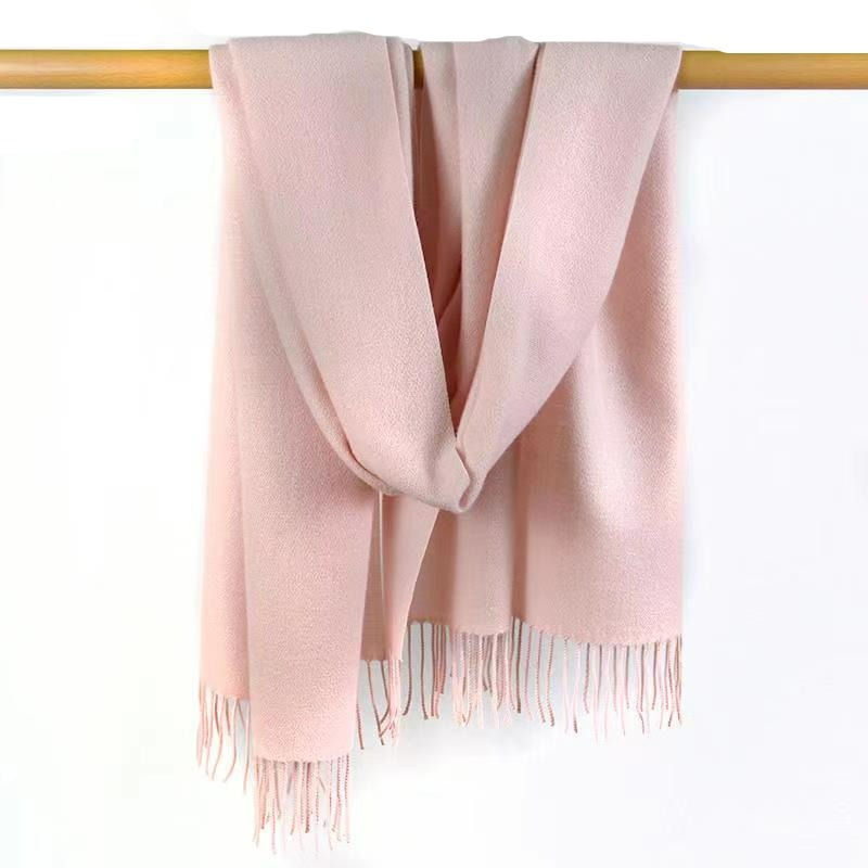 100% Polyester Fiber Scarf Pink Solid Fringe Cashmere Shawl, A Gift for All Genders - Free Shipping