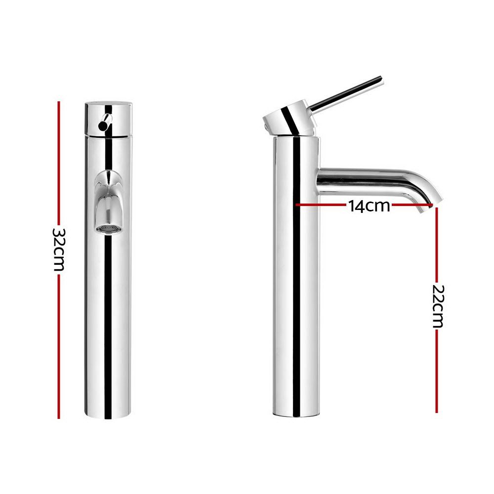 Cefito Bathroom Basin Mixer Tap Round Tall Faucet Chrome - Image 3