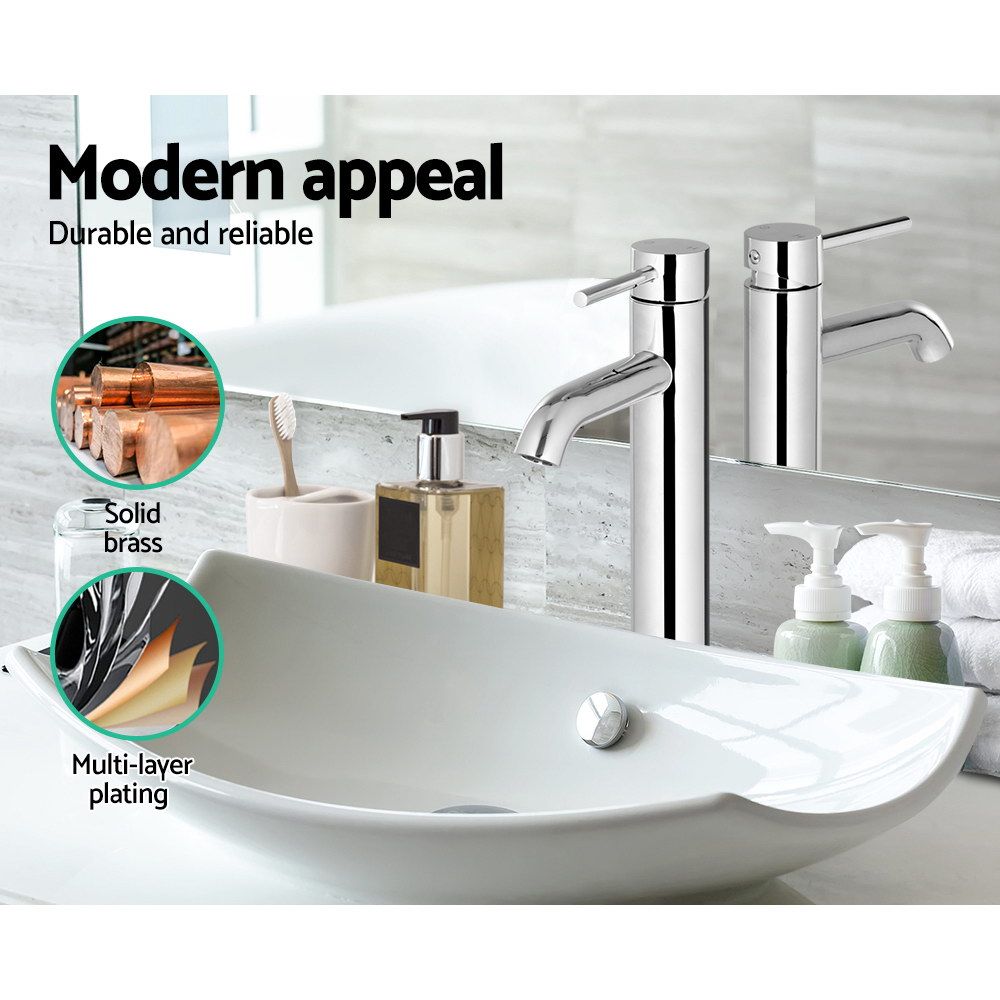 Cefito Bathroom Basin Mixer Tap Round Tall Faucet Chrome - Image 6
