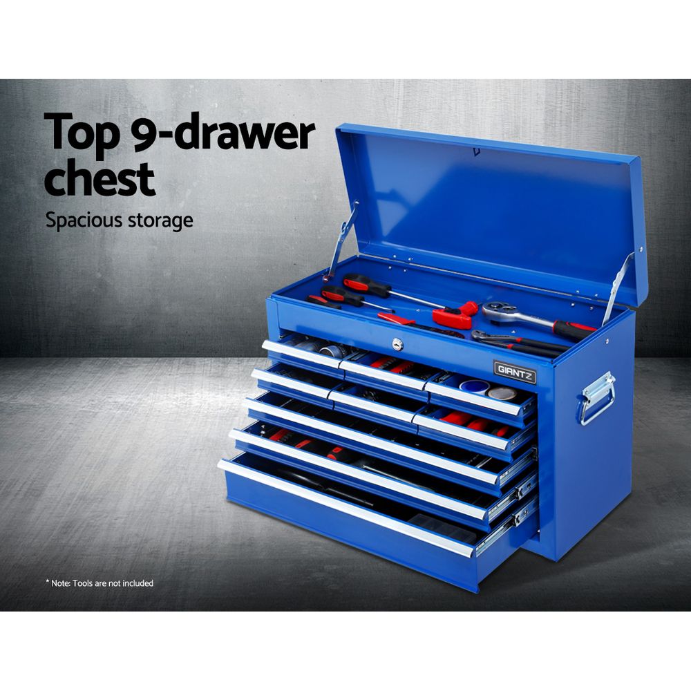 Giantz 16 Drawer Tool Chest and Trolley Cabinet - Blue - Image 4