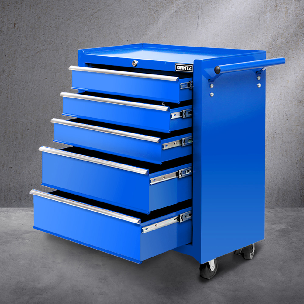 Giantz 5-Drawer Tool Box Trolley Cabinet - Blue