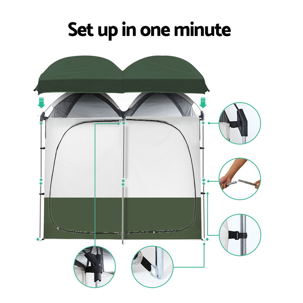 Weisshorn Double Camping Shower Toilet Tent - Image 4