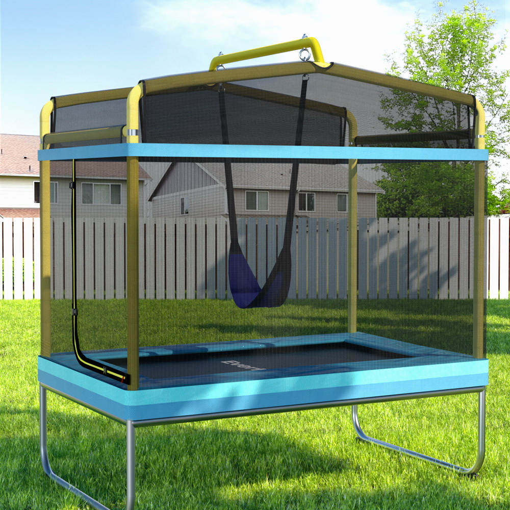 Everfit 6ft Kids Rectangle Trampoline Safety Net Swing - Yellow
