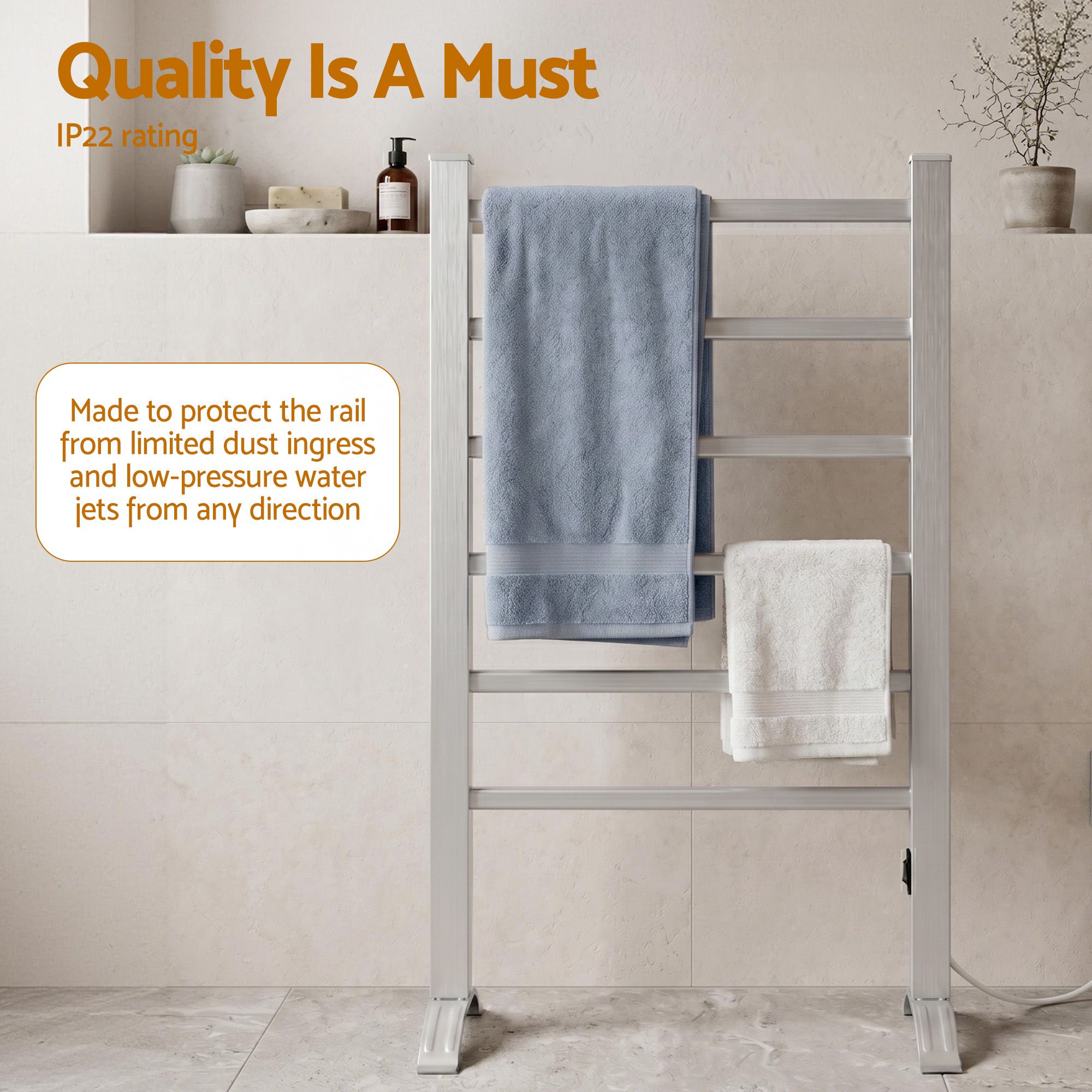 Devanti Electric Heated Towel Rail - 6 Bars with Timer - Image 5