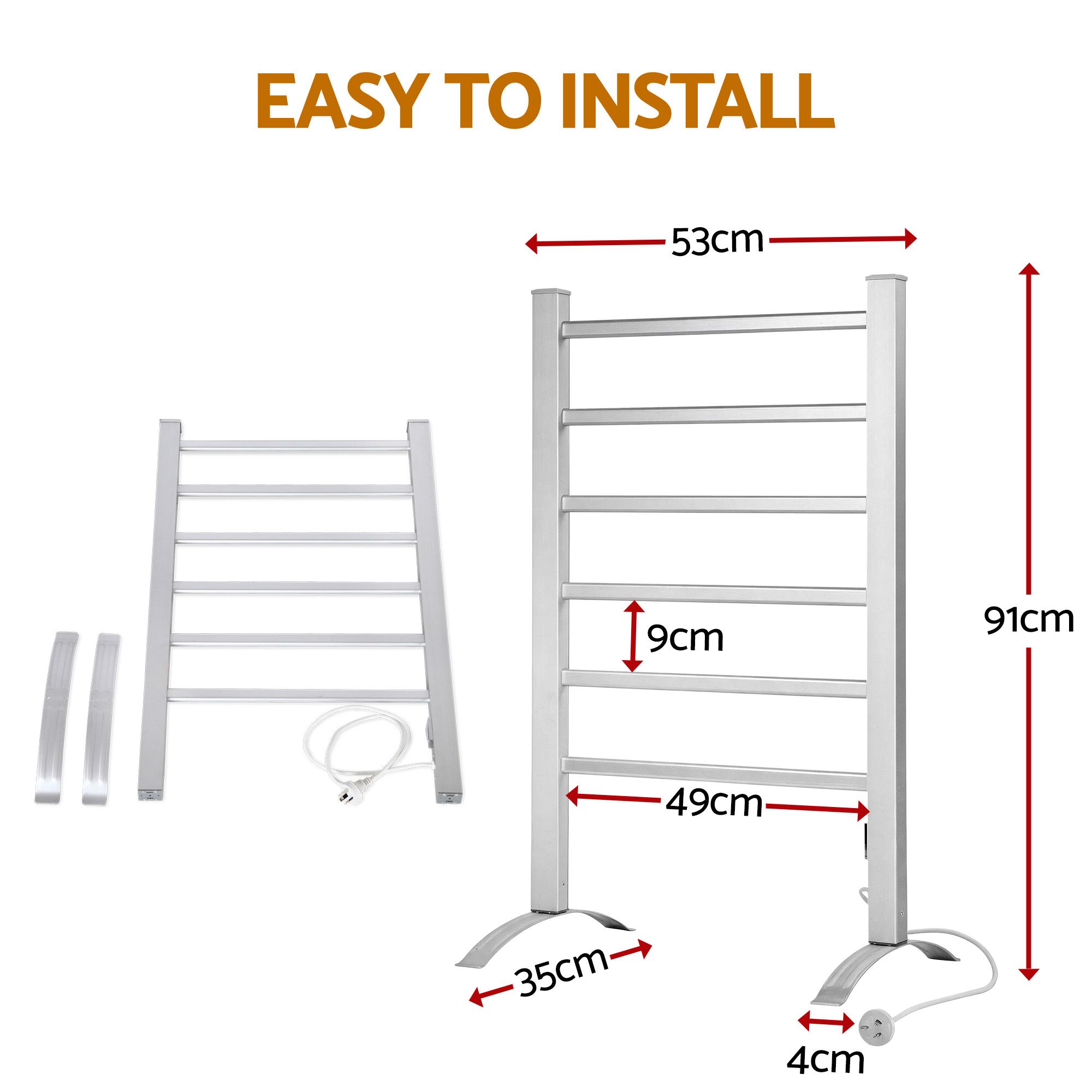 Devanti Electric Heated Towel Rail - 6 Bars with Timer - Image 8