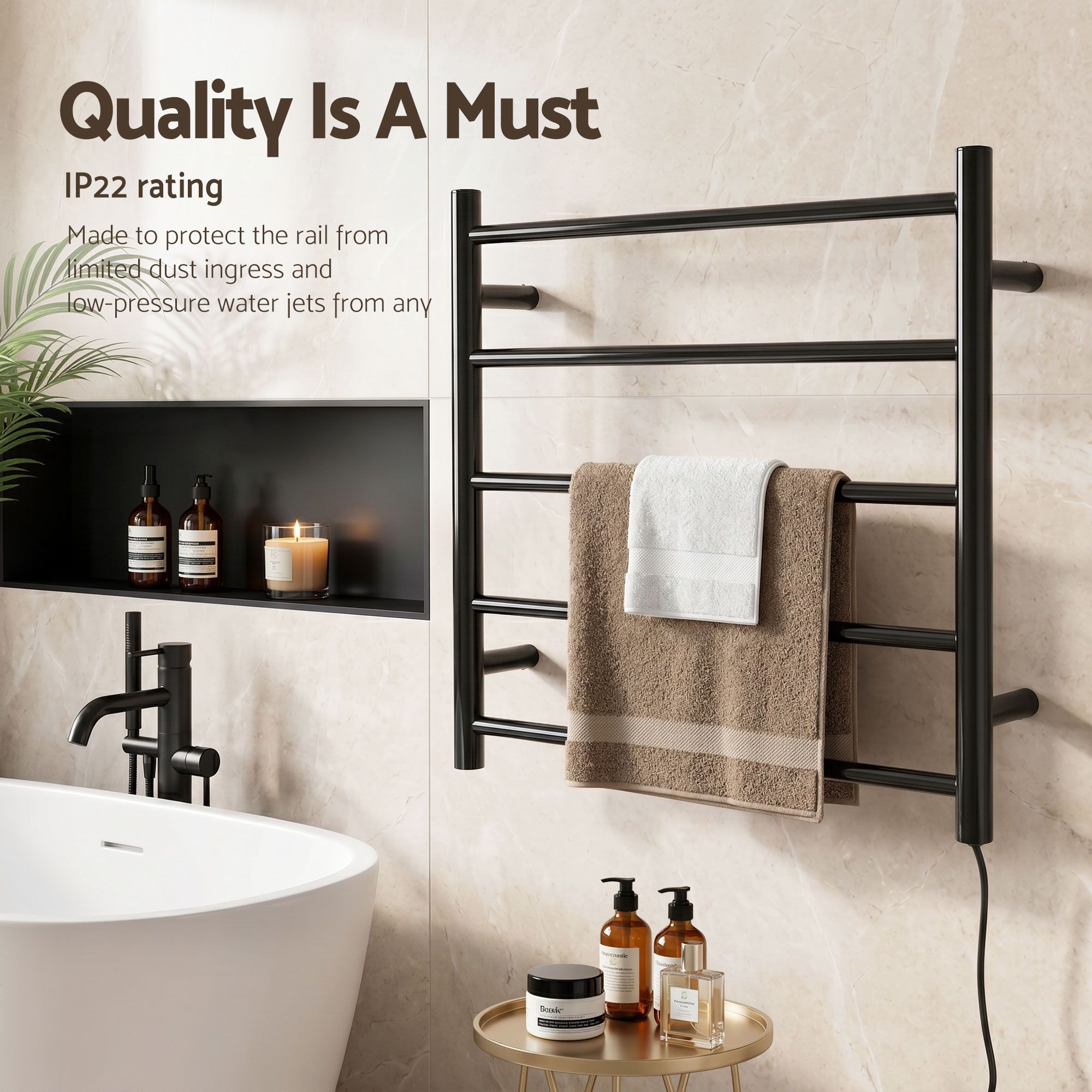 Devanti 5-Bar Wall Mounted Heated Towel Rail - Image 5