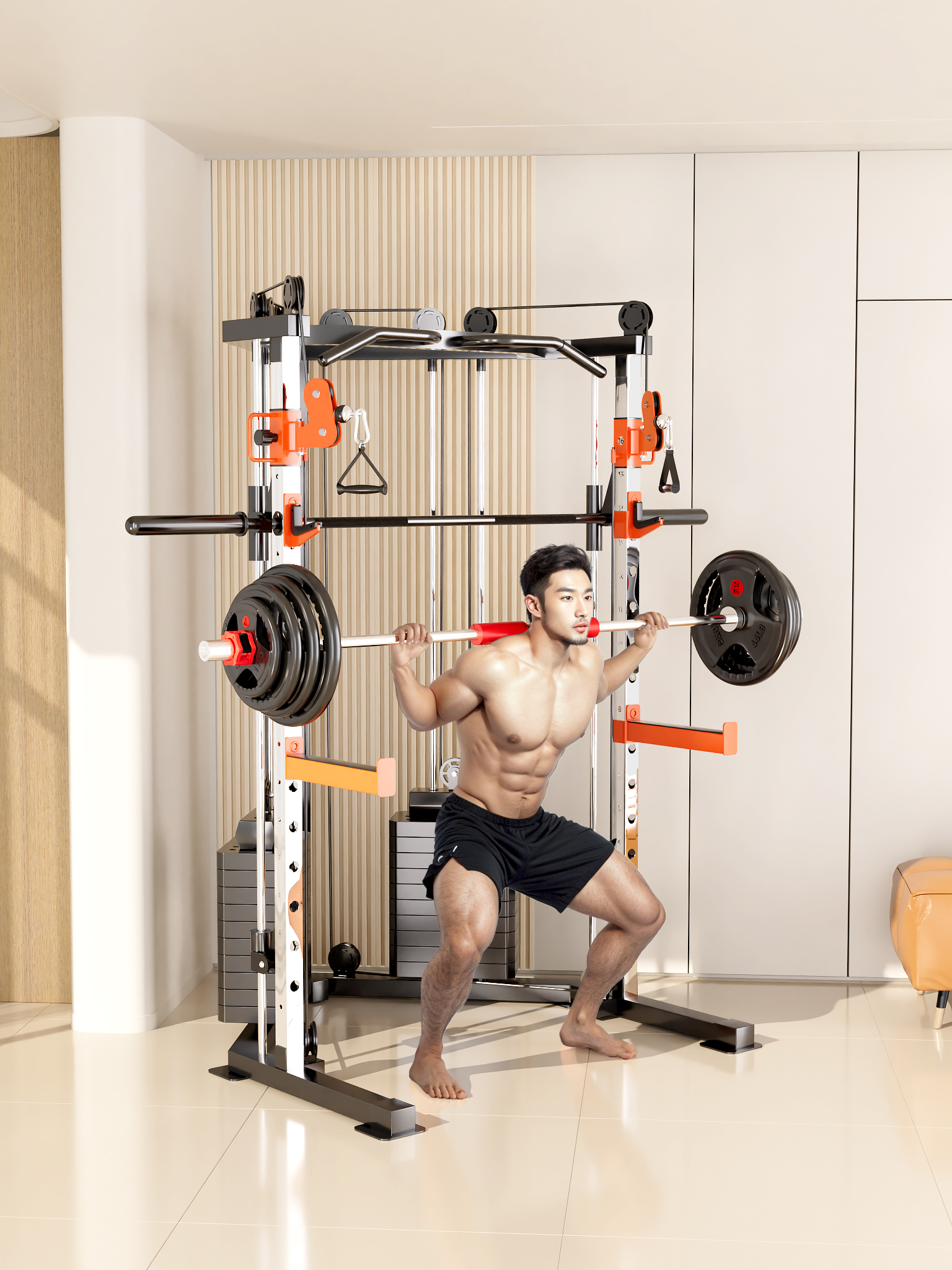 SmartFit C3 Max Multi-Functional Trainer Smith Machine with 130kg Pin-Loaded Weights and Attachments - Image 2