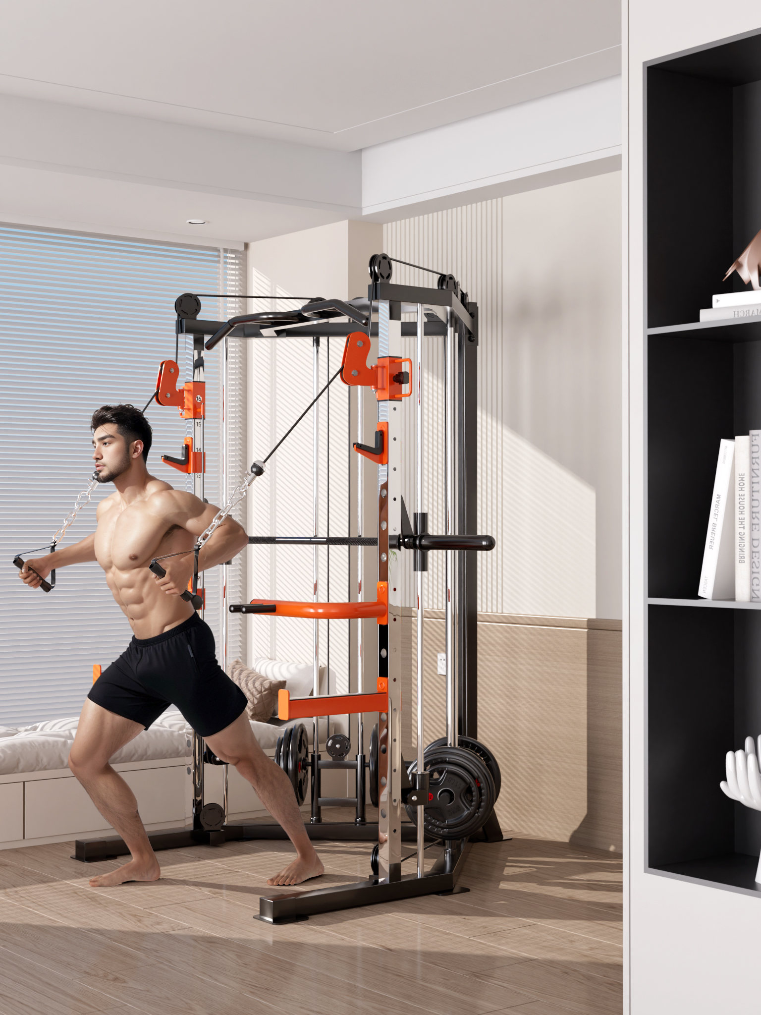 SmartFit C1 Max Cable Crossover Station 130kg Pin-Loaded Machine with Bench, Barbell & Weights (Bundle Two) - Image 3