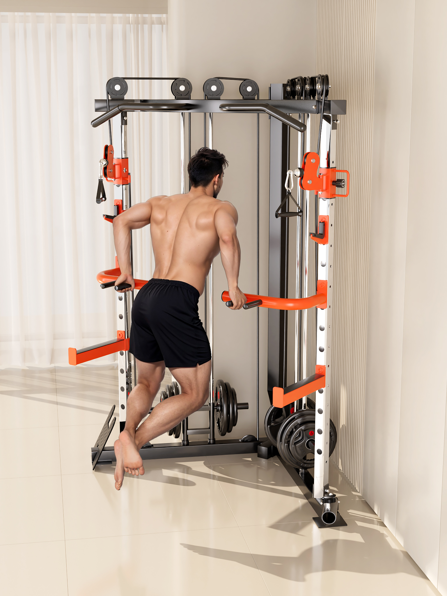 SmartFit C1 Max Cable Crossover Station 130kg Pin-Loaded Machine with Bench, Barbell & Weights (Bundle Two) - Image 6