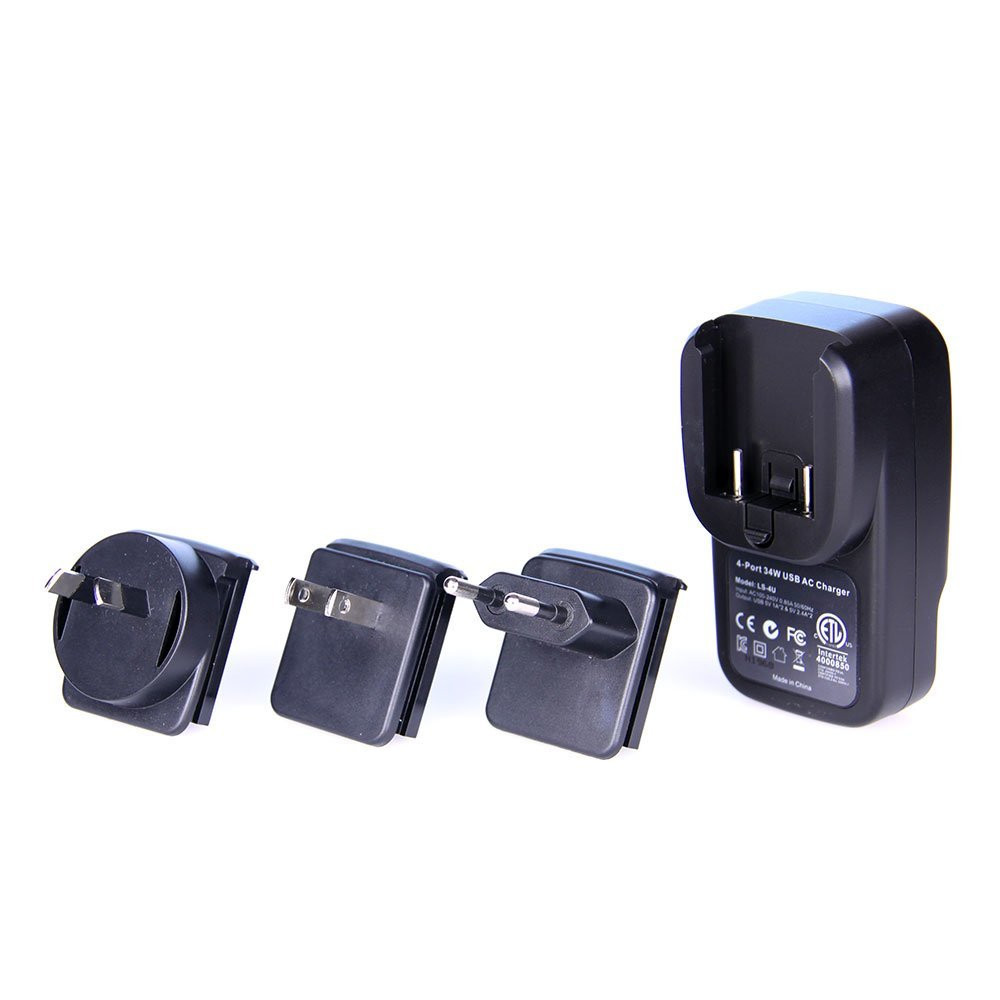 Laser 4 Port USB Travel Charger Global Adapters