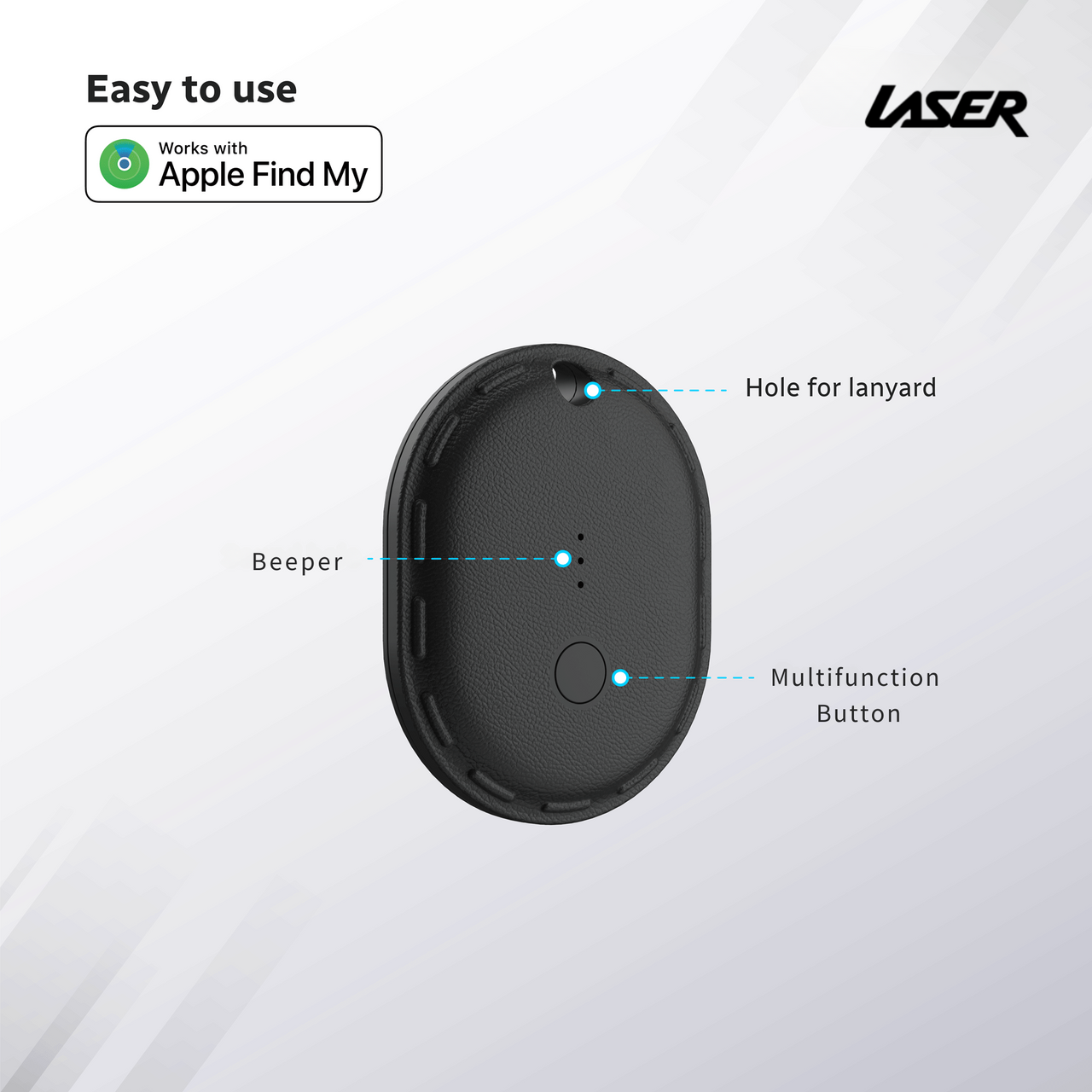 Laser Mini Smart Tag with Apple Find My Black - Image 4