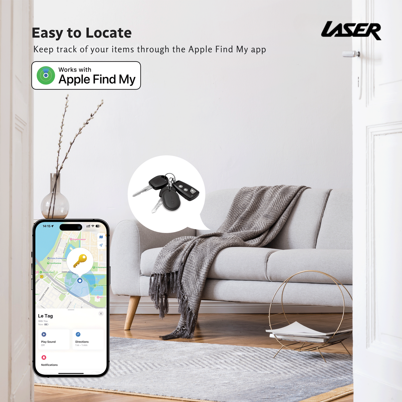Laser Mini Smart Tag with Apple Find My Black - Image 7