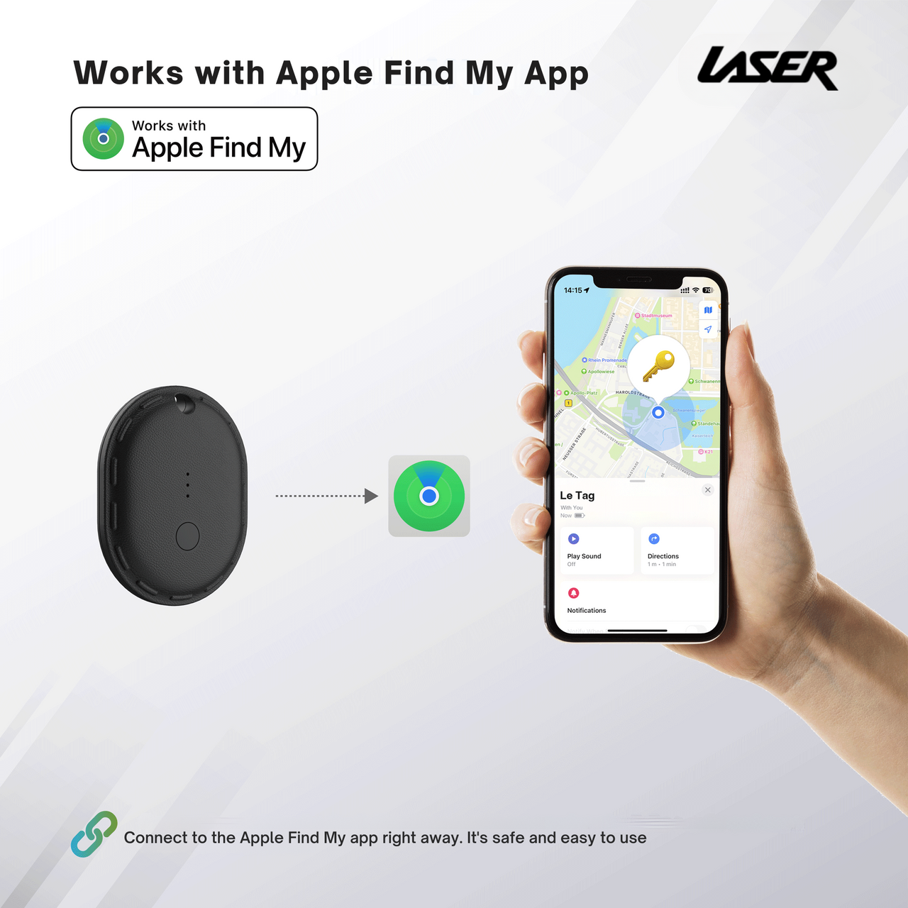 Laser Mini Smart Tag with Apple Find My Black - Image 8