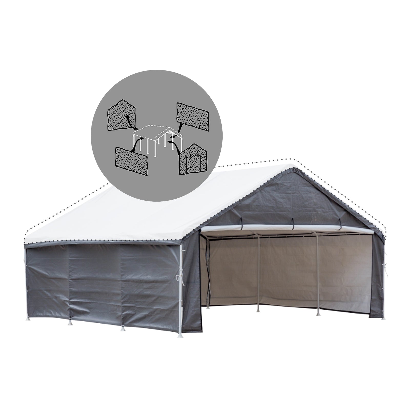 Samland Enclosure Kit for Double Carport 18x20FT