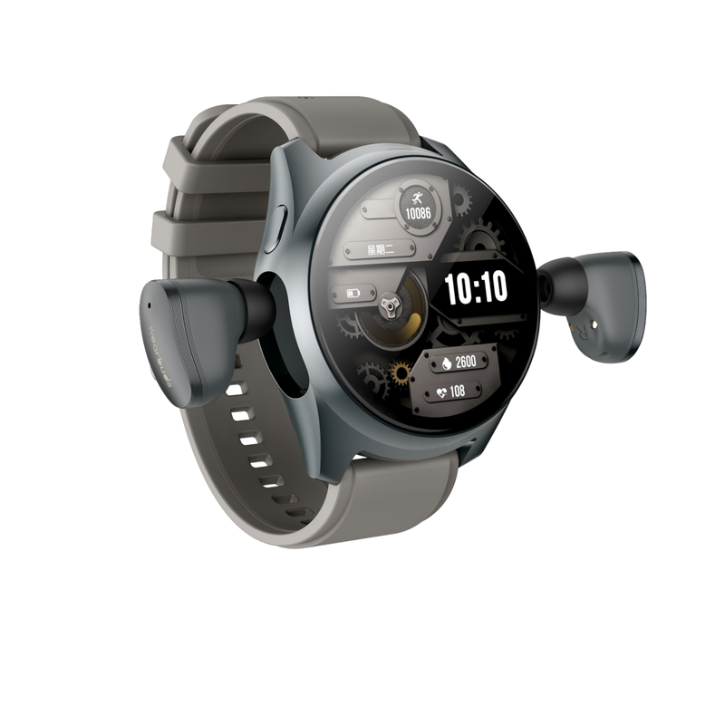 2-in-1 Smartwatch Earphones and Charging Dock Titanium Grey