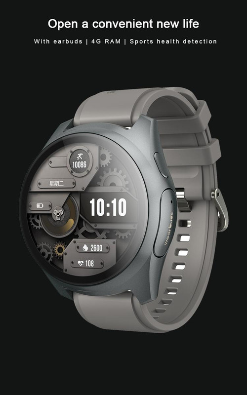 2-in-1 Smartwatch Earphones and Charging Dock Titanium Grey - Image 4