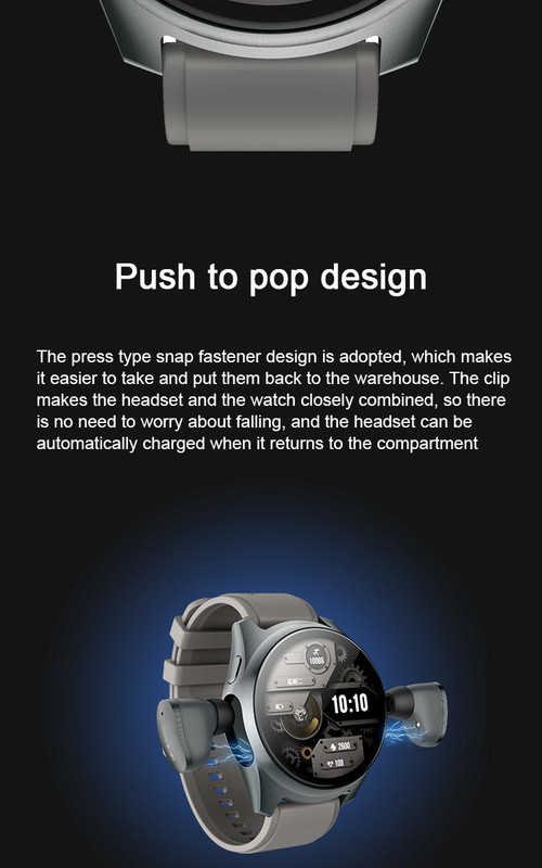 2-in-1 Smartwatch Earphones and Charging Dock Titanium Grey - Image 6