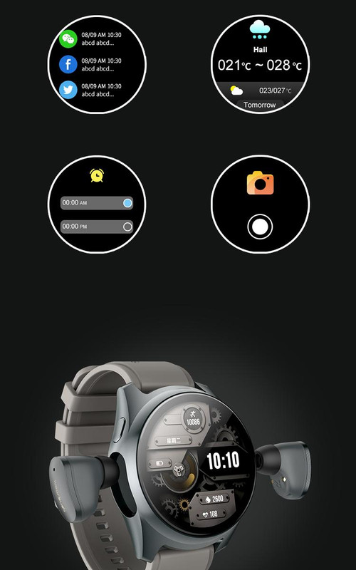 2-in-1 Smartwatch Earphones and Charging Dock Titanium Grey - Image 19