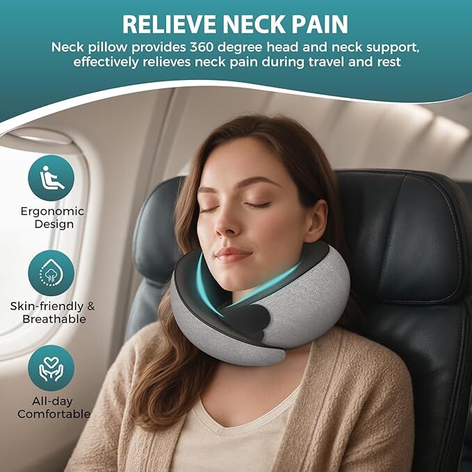 Travel Neck Pillow 360 Ergonomic Memory Foam - Image 3