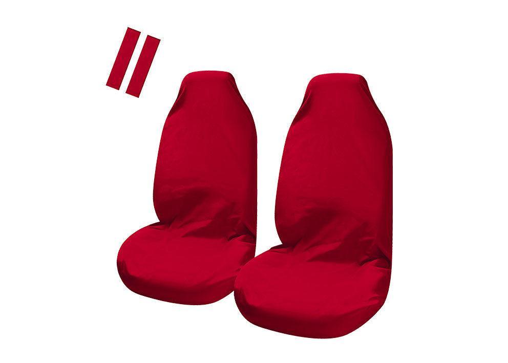 Universal Pulse Throwover Front Seat Covers with Seat Belt Buddies - Red