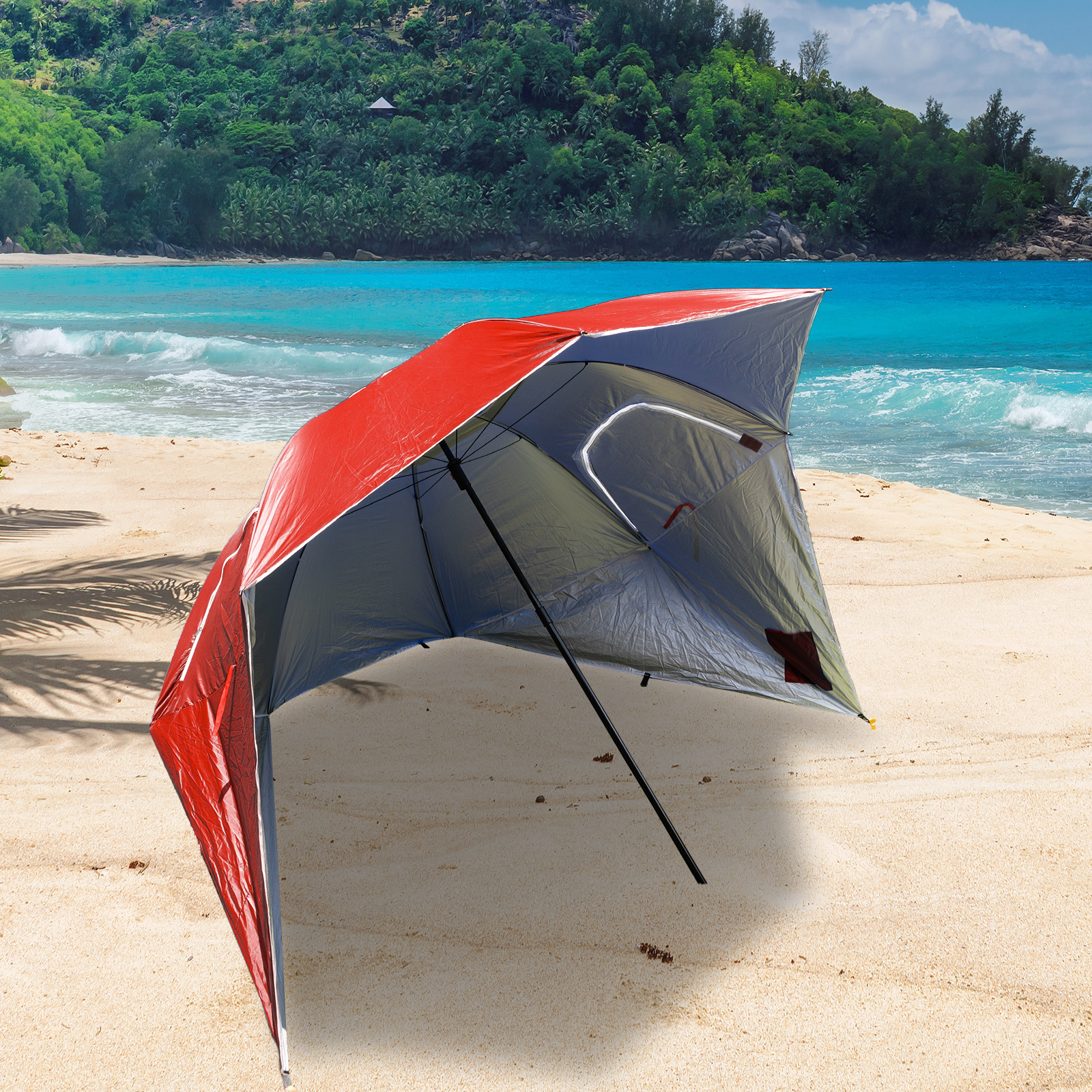 Havana Outdoors Beach Umbrella 2.4M Red - Image 4