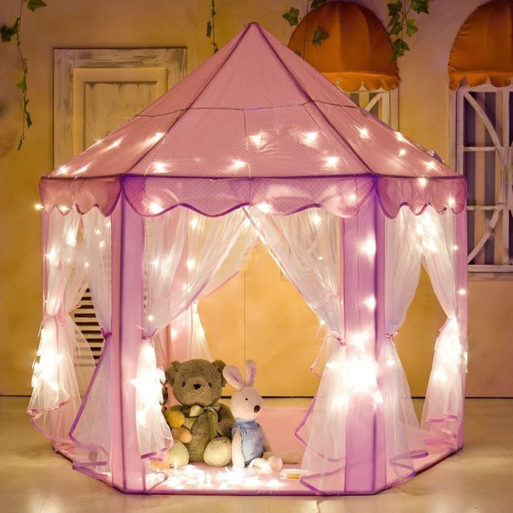Princess Indoor Playhouse Tent for Kids with Mat Pink