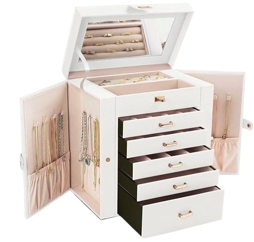 CARLA HOME 6 Layer Large Jewelry Box White
